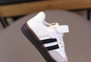 Adidași Copii Alb cu Negru, Închidere cu Scai și Șiret Elastic, Talpă Antiderapantă, Model Sport Casual - Img 7