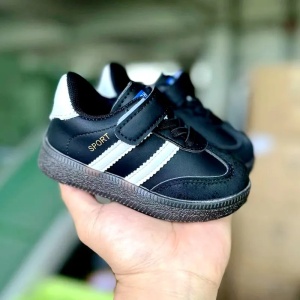 Adidași Copii Negru cu Alb, Închidere cu Scai și Șiret Elastic, Talpă Antiderapantă, Model Sport Casual - Img 3