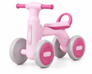 Bicicletă de Echilibru pentru Copii cu Lumini și Muzică, 4 Roți, Roz, 1-4 Ani