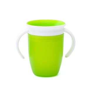 Cana Antrenament Bebelusi 360 Miracle, Cu Manere, 6 luni+, Antipicurare, BPA Free, Verde, 207ml