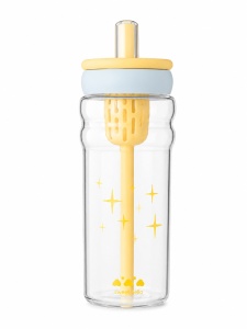 Cana cu Pai, model cu Stelute, cu Maner, Plastic, Galben, 500 ml
