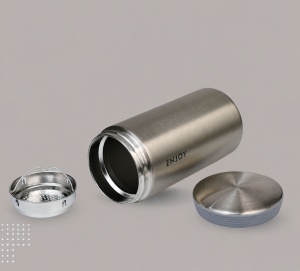 Cana pentru Cafea si Ceai, Model Enjoy, Otel Inoxidabi, Gri Metalizat, 350 ml - Img 2