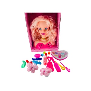 Cap De Papusa Pentru Machiat si Coafat, Cu Accesorii, Multicolor - Img 2