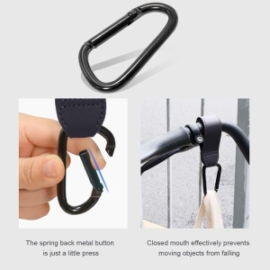 Carlig pentru Carucior, pentru Agatat Sacose si Jucarii, 15.5 cm, Piele Ecologica si Aluminiu, Grena - Img 2
