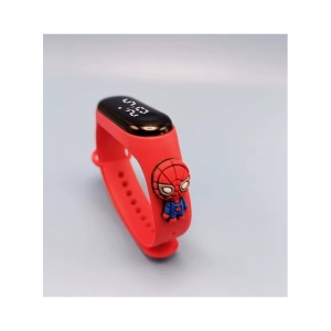 Ceas Pentru Copii, Bratara Silicon Reglabila, Baterie Integrata, Cadran Digital, Rosu, Paianjen, Unisex