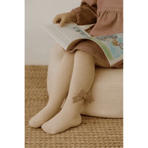 Dres cu Talpa pentru Copii, Nude, Funda Crem, Bumbac Gros - Img 2