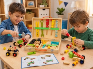 Joc Interactiv Montessori, Set Unelte din Lemn Multicolor, Vârstă: 3ani+ - Img 3
