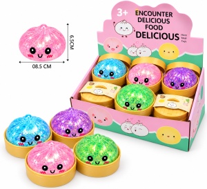 Jucărie Antistres Squishy Dumpling cu Particule de Sclipici în Interior, 8,5 x 6,5 cm, Culori Aleatorii, 3 Ani+