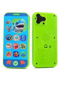 Jucărie Educativă Tip Smartphone cu Touchscreen, Povești și Sunete, 14 Taste, Verde - Img 3