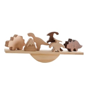 Jucarie Montessori, de Insirat/ Stivuit , Model Dinozauri, Lemn, 9 Piese, 3 ani + - Img 2