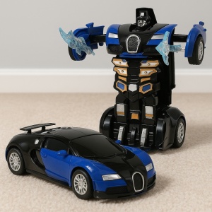 Masinuta 2 in 1, AutoRobot, Plastic, Albastru/Negru, Accesorii Sabii, 14 x 6 cm, 2 ani+