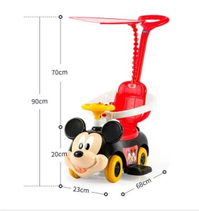 Masinuta de Impins, cu Maner Parental si Copertina, Muzica, Model Mickey, 1.5 ani