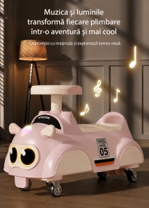 Mașinuță Ride-On pentru Bebeluși și Copii 0-4 Ani, Plastic PP, Roz – Alb - Img 3