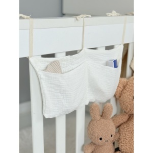 Organizator Patut, Cu 2 Buzunare, Textil, Muselina, Alb