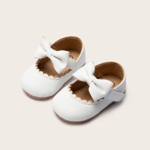 Pantofi Bebe, cu Fundita, Alb