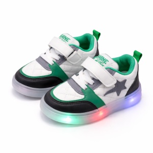 Pantofi Sport pentru Copii cu LED, Negru-Verde, Talpă Luminoasă Flexibilă, Închidere cu Scai, Design Modern și Confortabil - Img 2