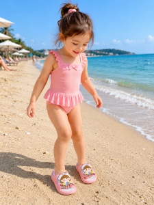 Papuci Copii din Spumă cu Baretă Reglabilă, Model GIRL, Roz - Img 4