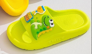 Papuci Copii Verde din Spumă, Model Dino Slide, Ușori, Confortabili și Antiderapanți
