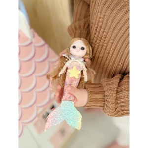 Papusa Mini Sirena, Corp Tare si Mobil, Roz, 23 cm