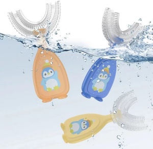 Periuta de dinti pentru Copii, Manuala, Silicon si Plastic, 10 cm, Koala Mov, 2 ani+ - Img 5
