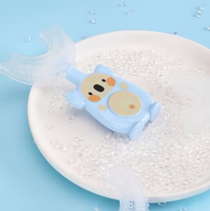 Periuta de dinti pentru Copii, Manuala, Silicon si Plastic, 10 cm, Koala Bleu, 2 ani+ - Img 5