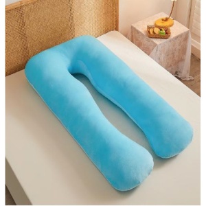 Perna Multifunctionala Gravide, Forma U, Relaxare si Alaptare, Interior Fibre de Poliester, Albastru Marin