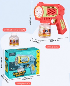 Pistol pentru Baloane de Săpun Bubble Blaster Turbo Roz-Verde, 10 Orificii, Lumini LED, Funcționare pe Baterii - Img 2