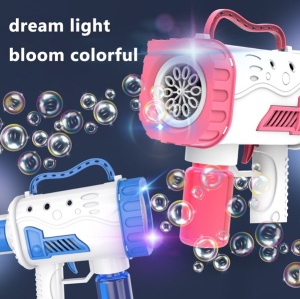 Pistol pentru Baloane de Săpun Model Vector Albastru-Alb, cu Lumini LED, Funcționare pe Baterii - Img 3