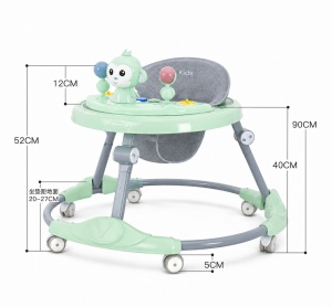 Premergător Bebe Pliabil, 6-18 Luni, Reglabil pe 6 Niveluri, cu Centru de Activități Model Maimuță, Verde/Gri - Maner Parental - Img 4