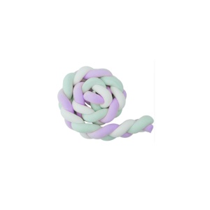 Protectie Laterala pentru Patut Bebe, Bumper Impletit, Bumbac, Mov, Verde, Alb 3