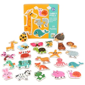 Puzzle din Carton, Model Animale, 24 piese