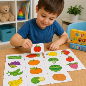 Puzzle din carton, Model Fructe si Legume, 32 piese, Varsta 3ani + - Img 3