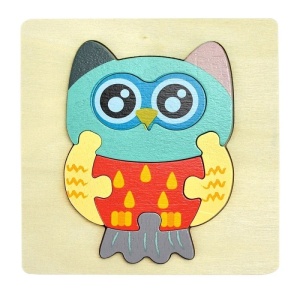 Puzzle din Lemn, Model Bufnita ,7 piese 11x11 cm, Multicolor - Img 2
