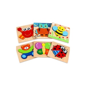 Puzzle din Lemn pentru Copii, Rac, 5 Piese, 15 cmx 15 cm, Multicolor - Img 5