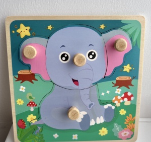 Puzzle Elefantel din Lemn, 4 Piese, 15 cm x 15 cm - Img 2