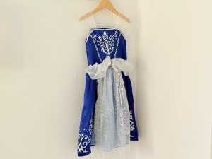 Rochie Fetite Carnaval, Printesa, Tull/Saten, Albastu Electric, cu Piatra si Brosa - Img 3