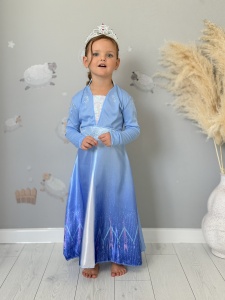 Rochie Fetite pentru Carnaval model Regina Ghetii, Saten si Voal, Albastru