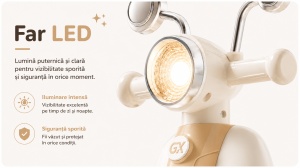 Scooter Crem pentru Copii cu 3 Roți, Far LED, Direcție 135° și Compartiment Depozitare – Ride-On pentru Copii 1-6 Ani - Img 7