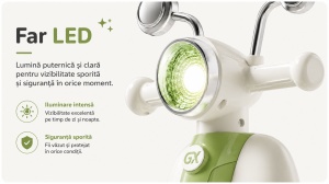 Scooter Verde pentru Copii cu 3 Roți, Far LED, Direcție 135° și Compartiment Depozitare – Ride-On pentru Copii 1-6 Ani - Img 7