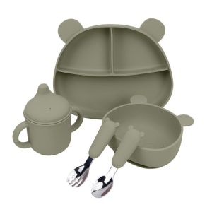 Set Diversificare 5 Piese, Silicon, Bebelusi si Copii, Kaki, 5 Piese, 6 luni +