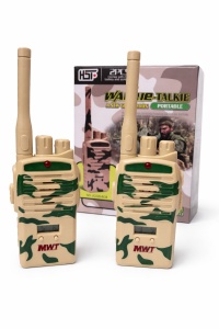Set două Stații Walkie-Talkie Copii, Model Camuflaj Militar Brown, Jucărie Interactivă, 3ani+