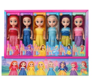 Set Papusi Printese, Plastic, 6 bucati, 25 cm