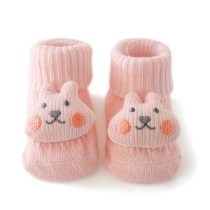 Sosete Bebelusi cu Jucarie Atasata, Bumbac, Accesoriu Iepure, Roz, 0-9 luni