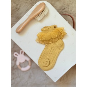 Sosete Cu Volanas Din Tulle, Pentru Fetite, Mustar, Marime 25