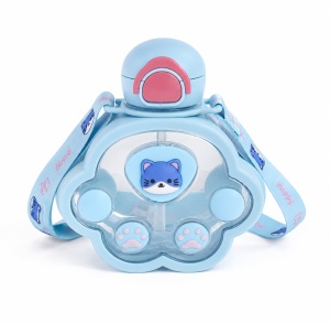 Sticla de Apa Pentru Copii, Cu bareta si Stickere, Bleu, 250 ml