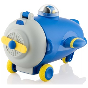 Sticla de Apa pentru Copii, Cu Pai si Bareta, Model Avion, Albastru, 500 ml - Img 4
