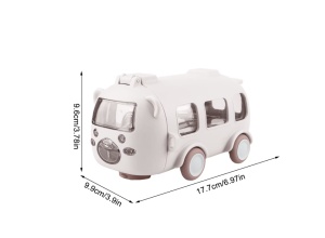 Sticla pentru Apa cu Pai, model Autobuz Ursulet, Plastic, Alb, 500 ml - Img 5