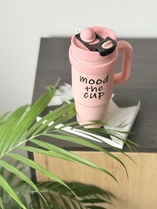 Termos Mood The Cup, Otel Inoxidabil interior, cu Pai si Maner, Roz, 1000 ml - Img 5