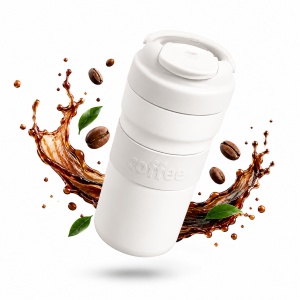 Termos pentru Adulti, cu Termometru Digital, Maner, Otel Inoxidabil, Alb, 450ml