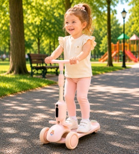 Trotinetă 3 în 1 pentru Copii 1-12 Ani cu Ghidon Reglabil, Ride-On și Bicicletă de Echilibru, Alb-Roz - Img 6